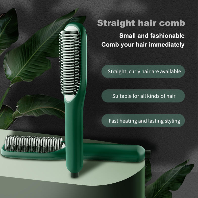 Hair Straightener Brush Curling Comb 2 In 1 Hair Hot Comb Anti-Scald Hair Straightener Brush