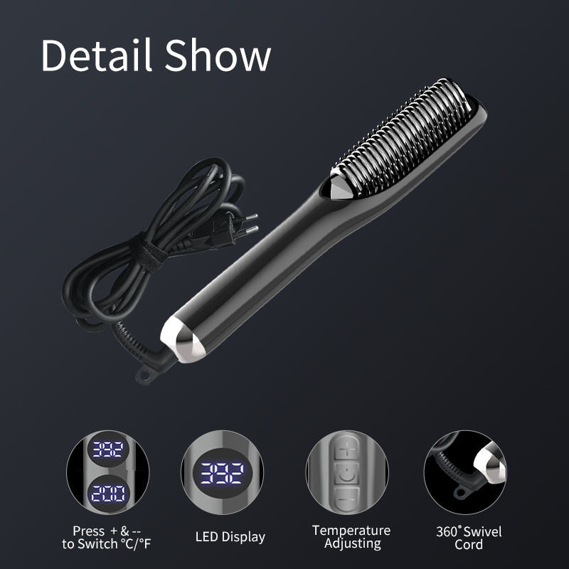 Hair Straightener Brush Curling Comb 2 In 1 Hair Hot Comb Anti-Scald Hair Straightener Brush