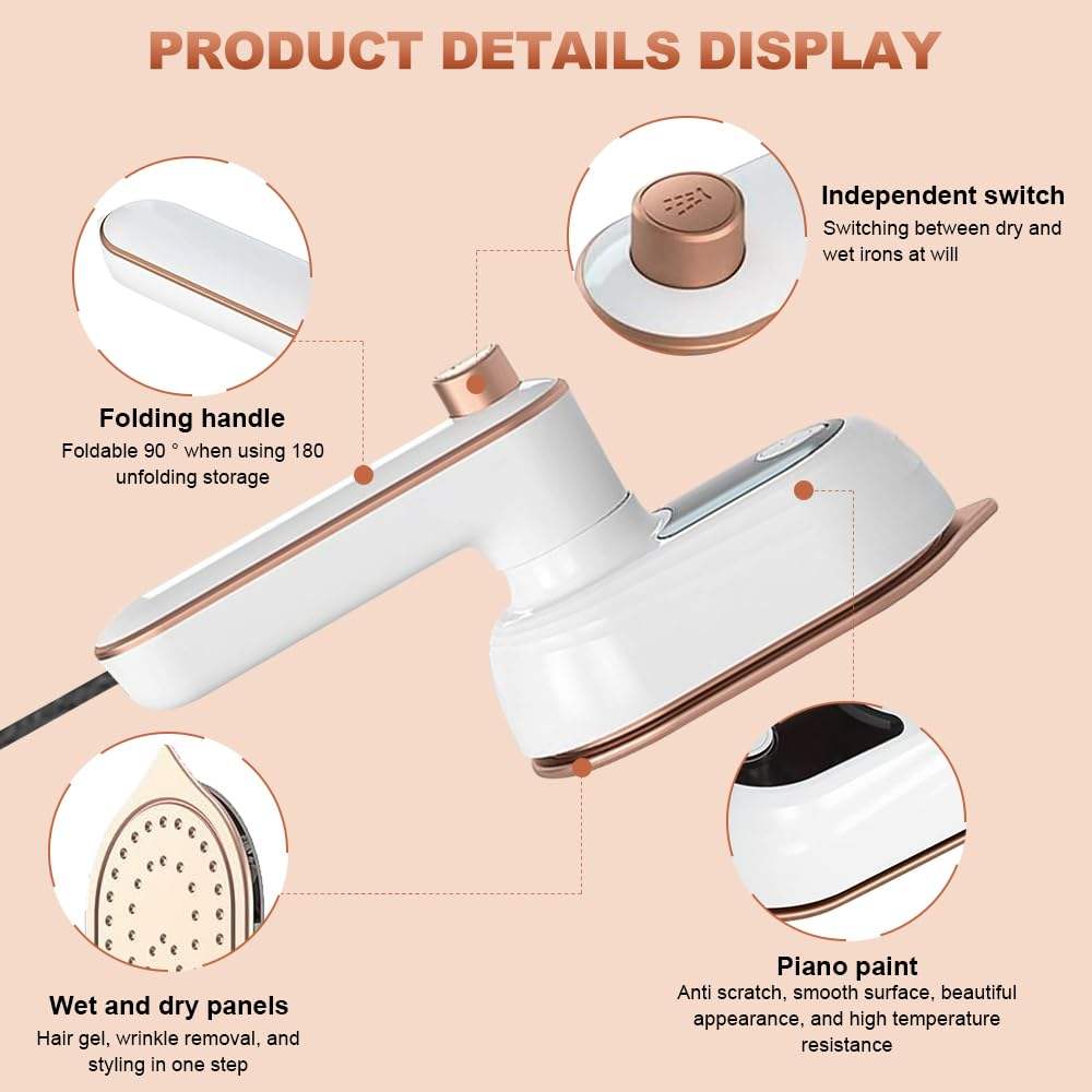 Smart Foldable Steam Iron with Temperature Display and Fast Heating - Compact Garment Care Device
